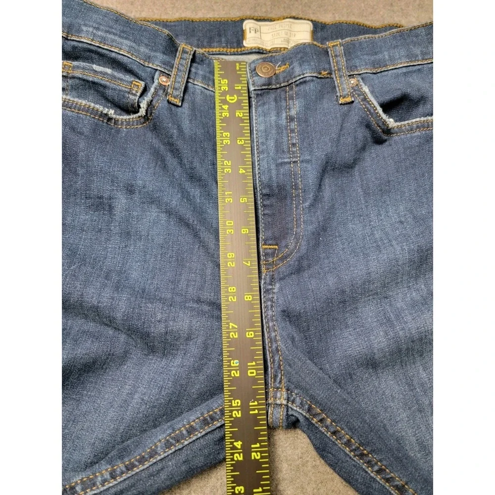 Free People Women's Jeans W31 Skinny‎ Distressed Ripped Knees Stretch Blue Denim